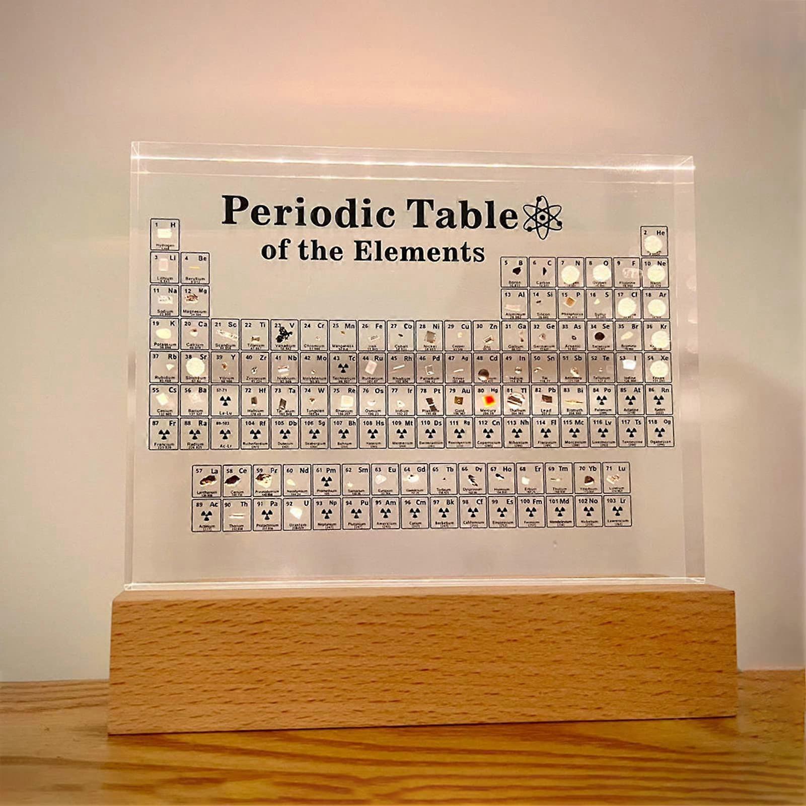 Periodic Table of Elements Acrylic Periodic Table With LED Base 83 Real Elements Inside Teaching Tool