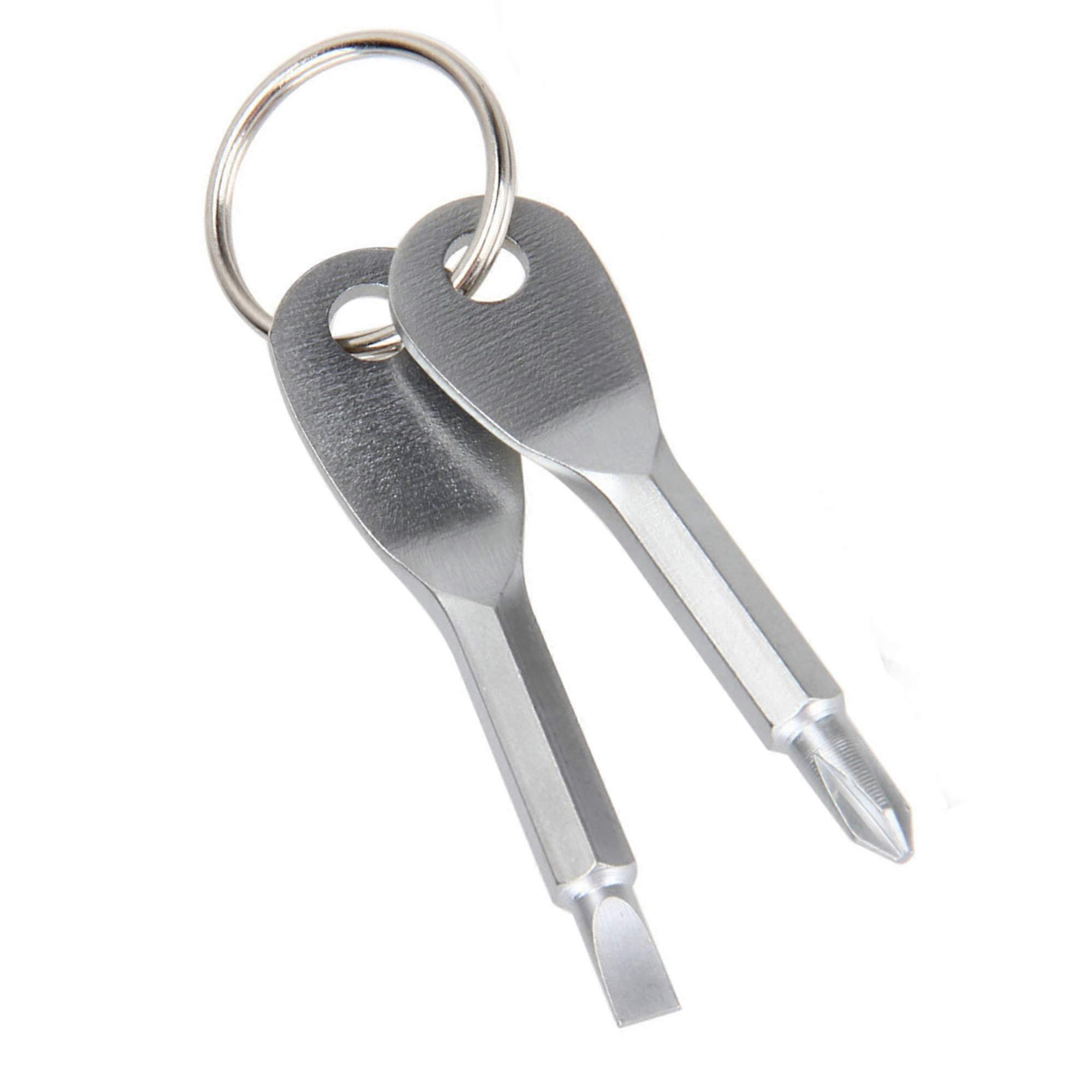 Portable Screwdriver Keychain Set with Flat & Phillips Heads for Outdoor EDC, 2 Pack