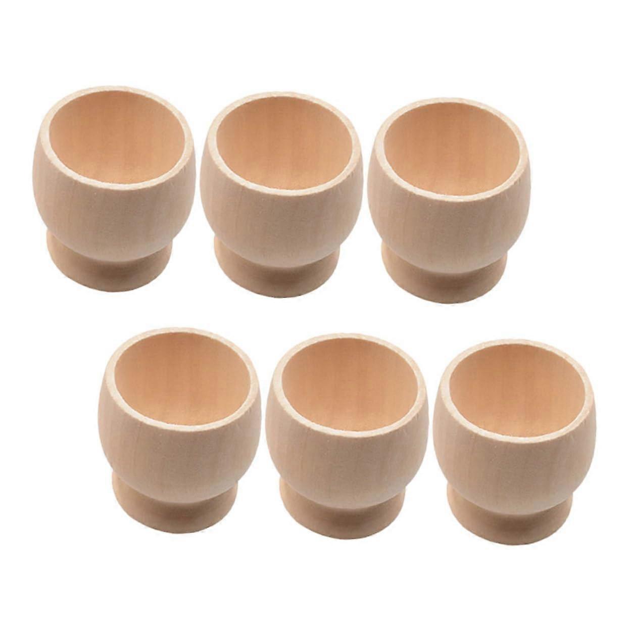 6pcs Wooden Egg Holder Cups for Easter Egg Decorating, Crafting and Table Centerpieces