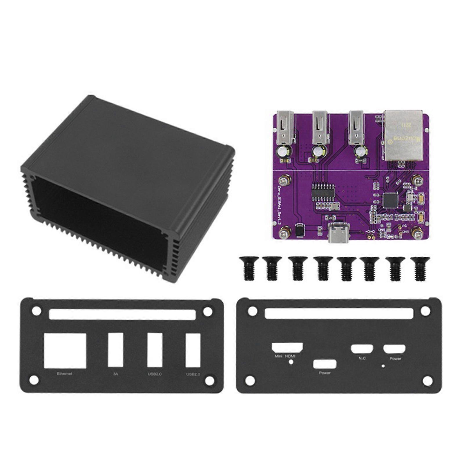 3 Port USB HUB and Ethernet Expansion Board with Aluminum Alloy Case Kit for RaspberryPiZero 2W/ZeroW Multicolor