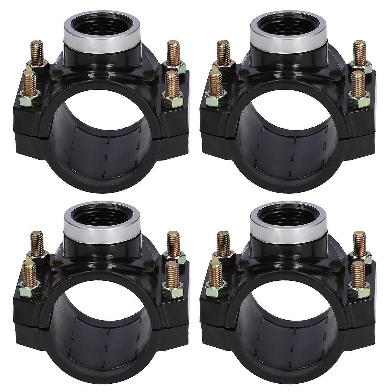 4 Sets Water Drain Saddle Plastic Pipe Additional Quick Connector Tee Kit G1 Female Thread