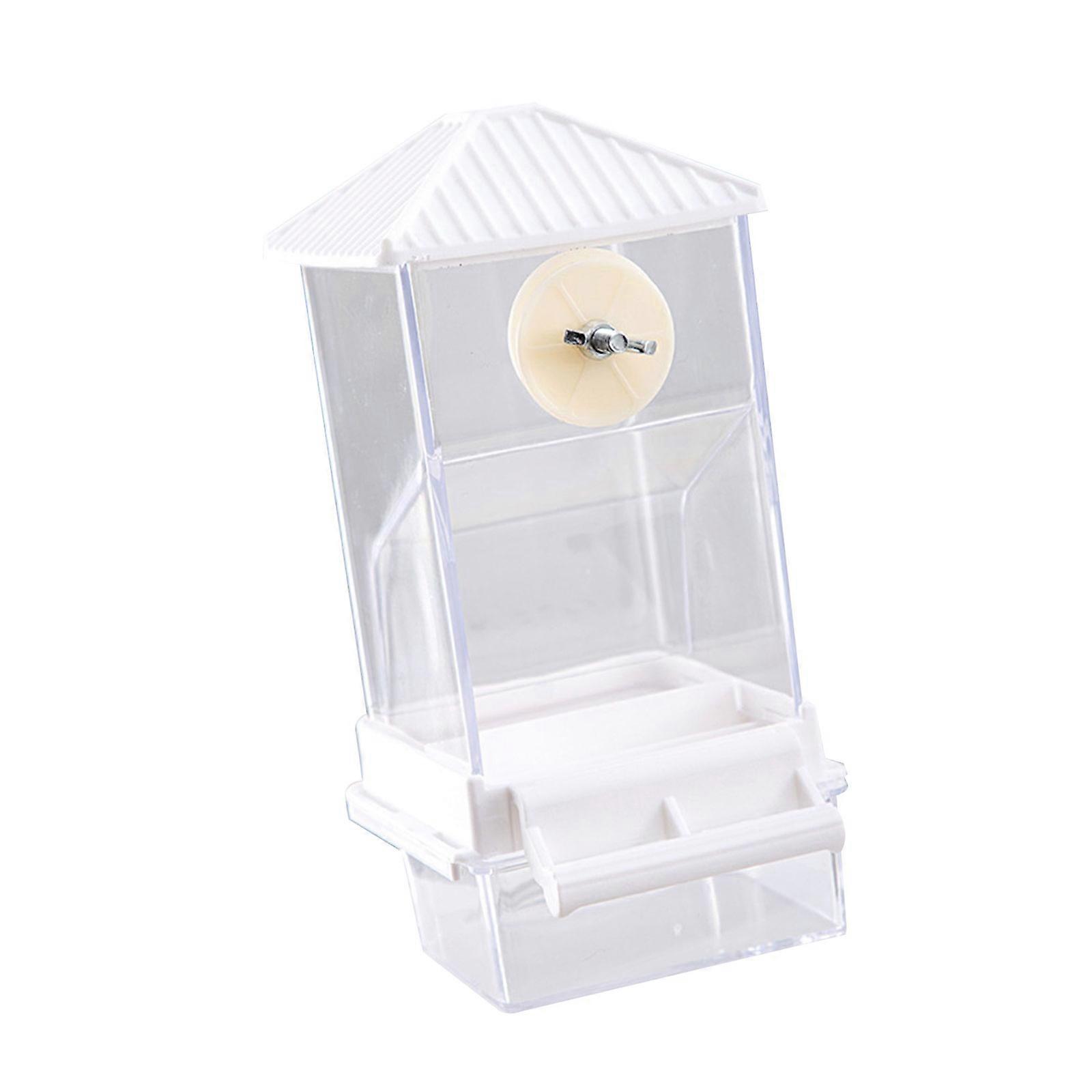 Parakeets Food Dispenser Container Box Automatic Feeder for Small Parrots with Convenient Refills and Waste Separation  White