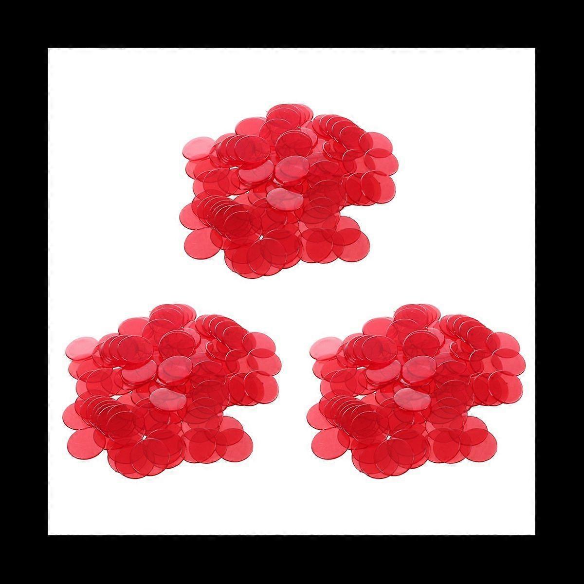 200Pcs Clear Red Plastic Bingo Chips 1.9cm
