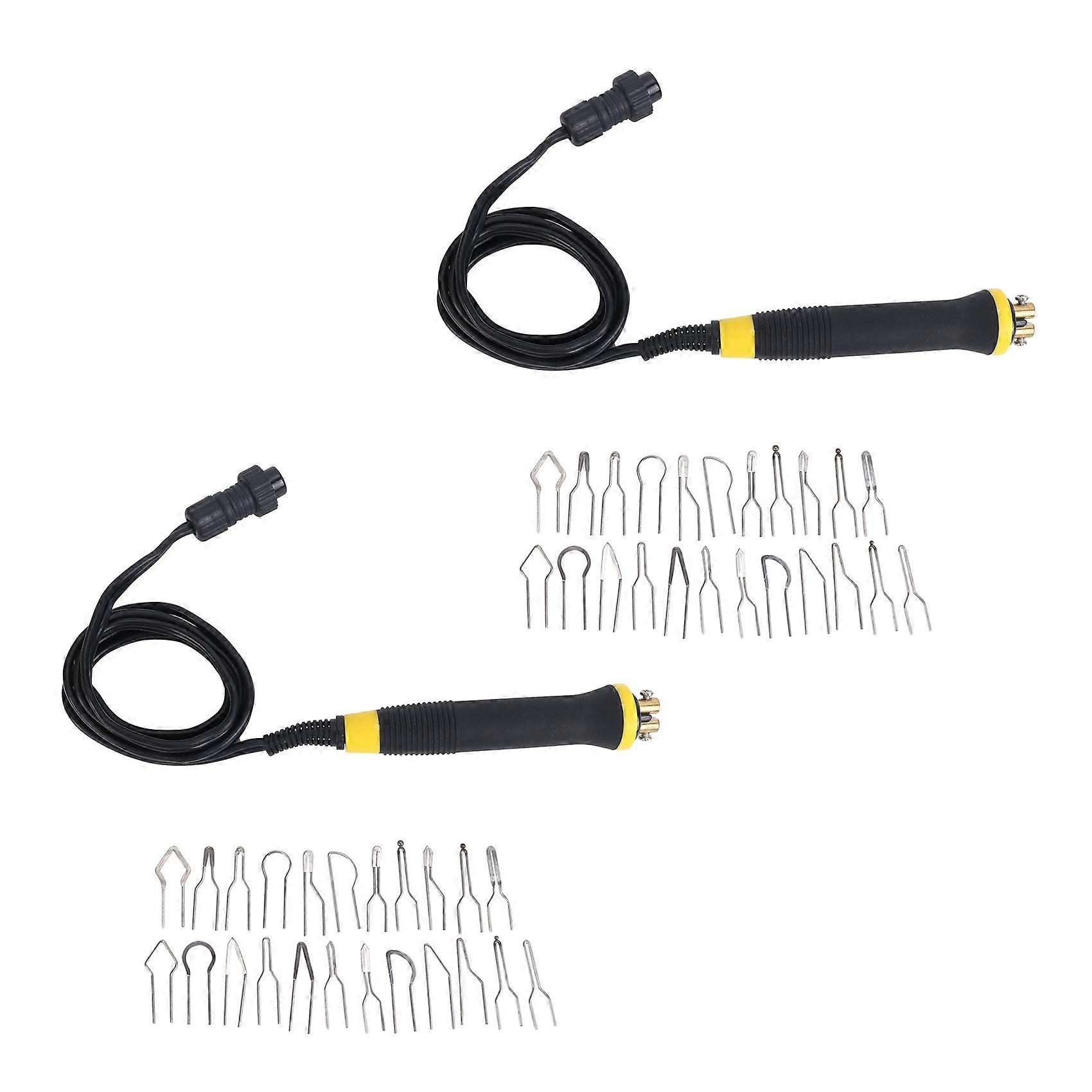 2Pcs Electrocautery Pen Pyrography Machine Handle Solder Tip 46Pcs for Gourd,Plank,Leather,Bark