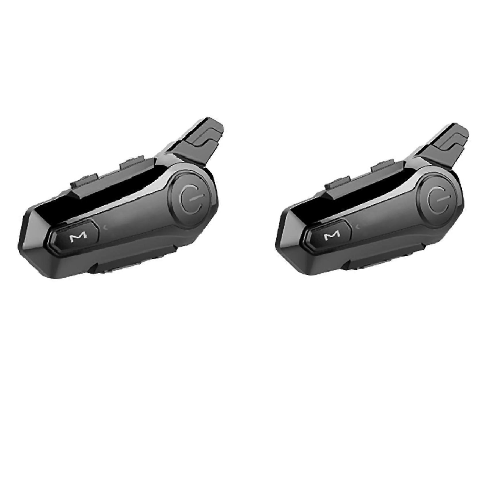 2X Motorcycle Bluetooth Headset Intercom Interconnection Riding Headset Communication with Noise Red