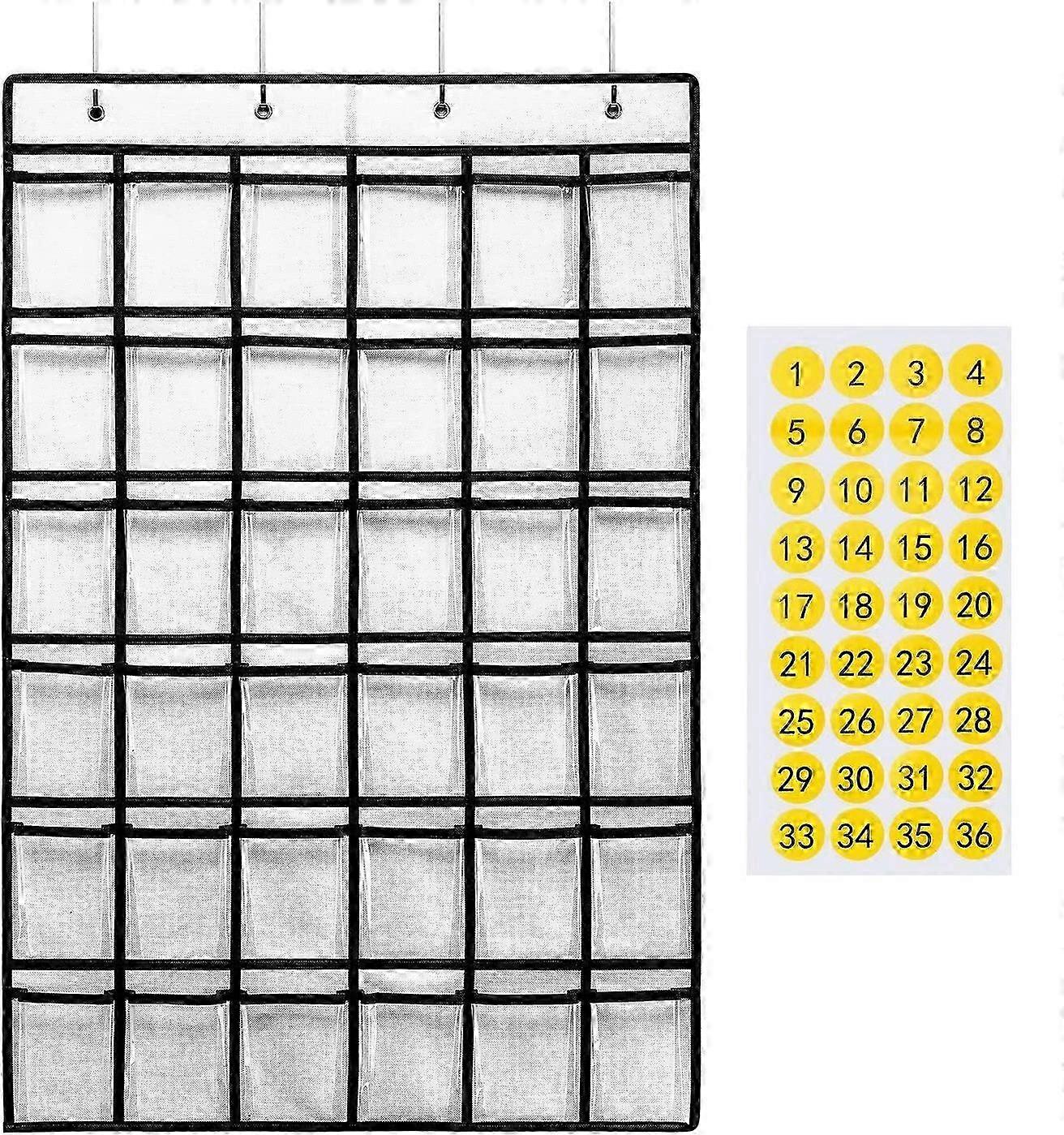 Classroom phone storage organizer with multiple pockets for smartphones