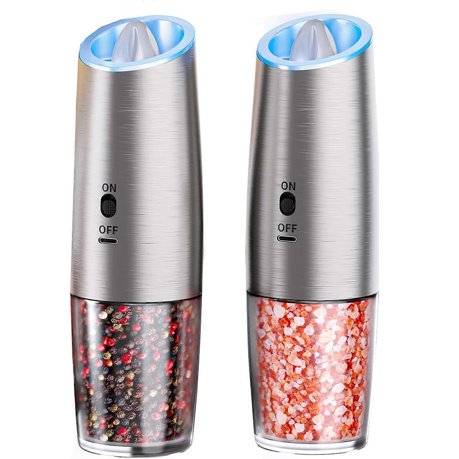 Gravity Electric Salt and Pepper Grinder Set, 2Pcs Rechargeable Automatic Salt and Pepper Mills