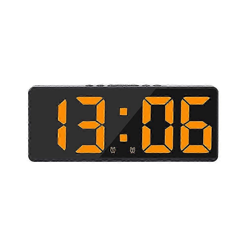 LED Electric Digital Alarm Clock Mains Battery Large Mirror Temperature Display