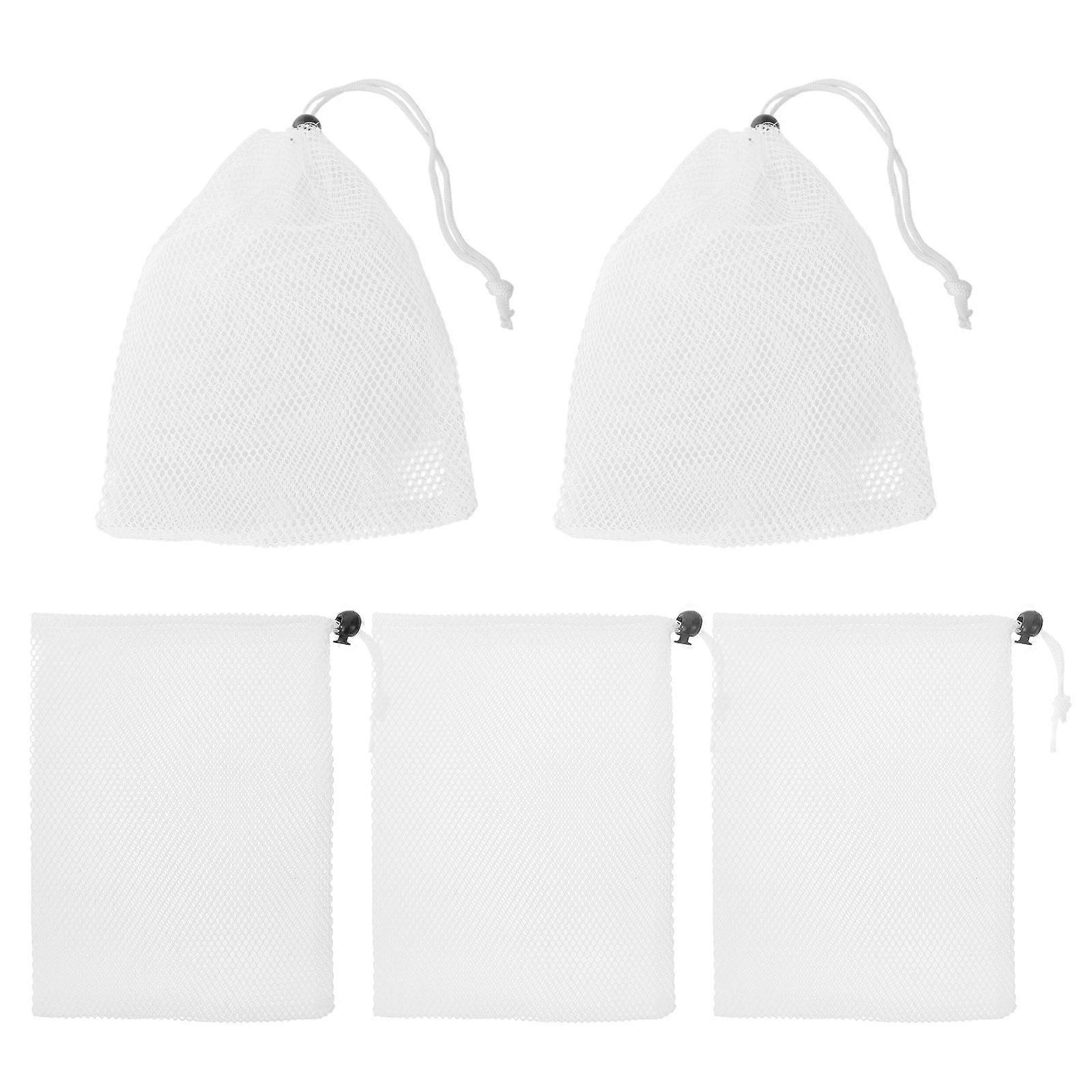 White Drawstring Pouch Drawstring Storage Bag for Clothes 5Pcs Pack