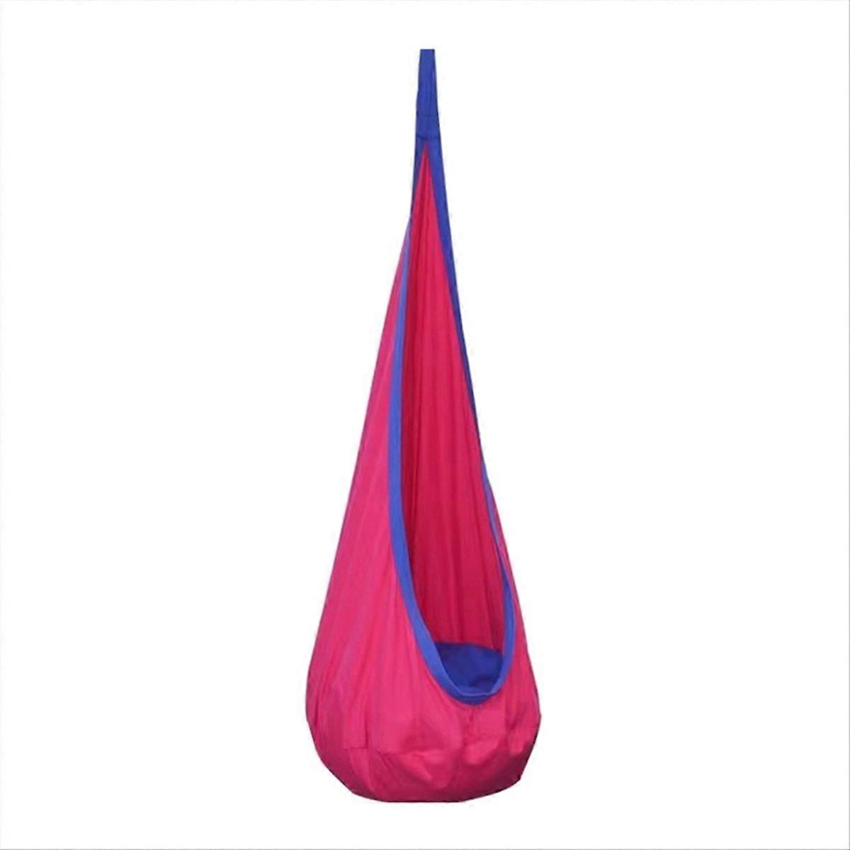 Hanging Chair Portable Parachute Cloth Swing Bed Indoor Rose Red