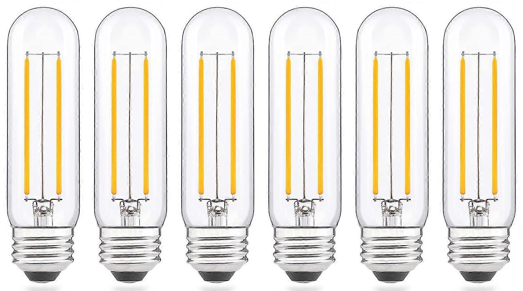 LED Edison Bulb T10 Tubular 4W 2700K Dimmable Vintage Style E26 Base Energy Saving Pack of 6