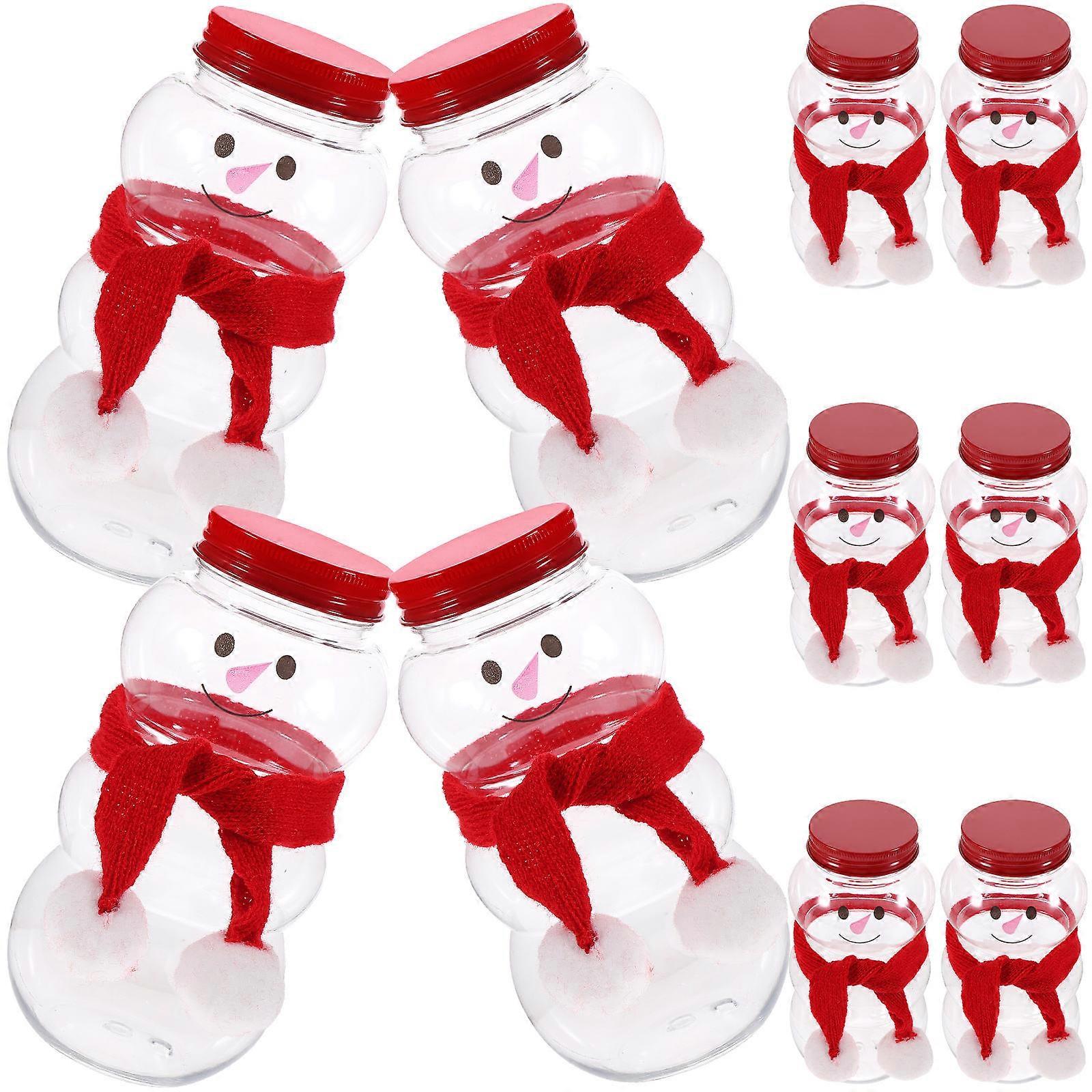 10 Sets Snowman Juice Containers Snowman Beverage Bottles Xmas Candy Bottles with Scarves