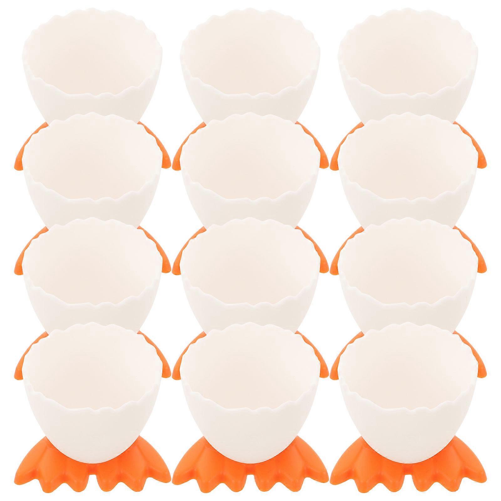 12 pcs Egg Cups Cartoon Egg Holders Soft Boiled Eggs Cups for Breakfast