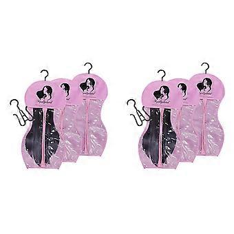 Bolsas para guardar pelucas con colgador, colgador para varias pelucas, bolsas para guardar pelucas, bolsa para guardar pelucas con forma de reloj de arena, 6 unidades, color rosa
