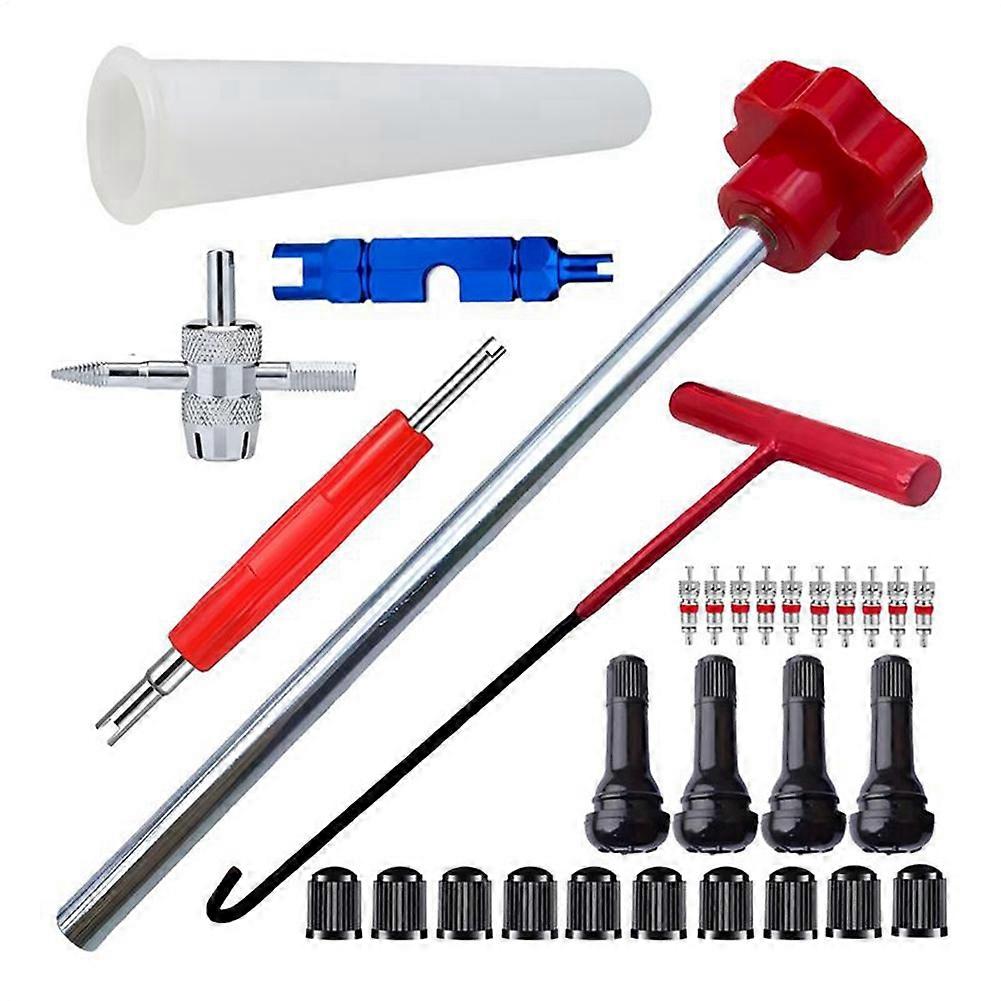 30pc Car Quick Change Tire Valve Tool Kit Valve Stem Tire Valve Stem for TR413 Valve Replacement Installation Tool Kit B