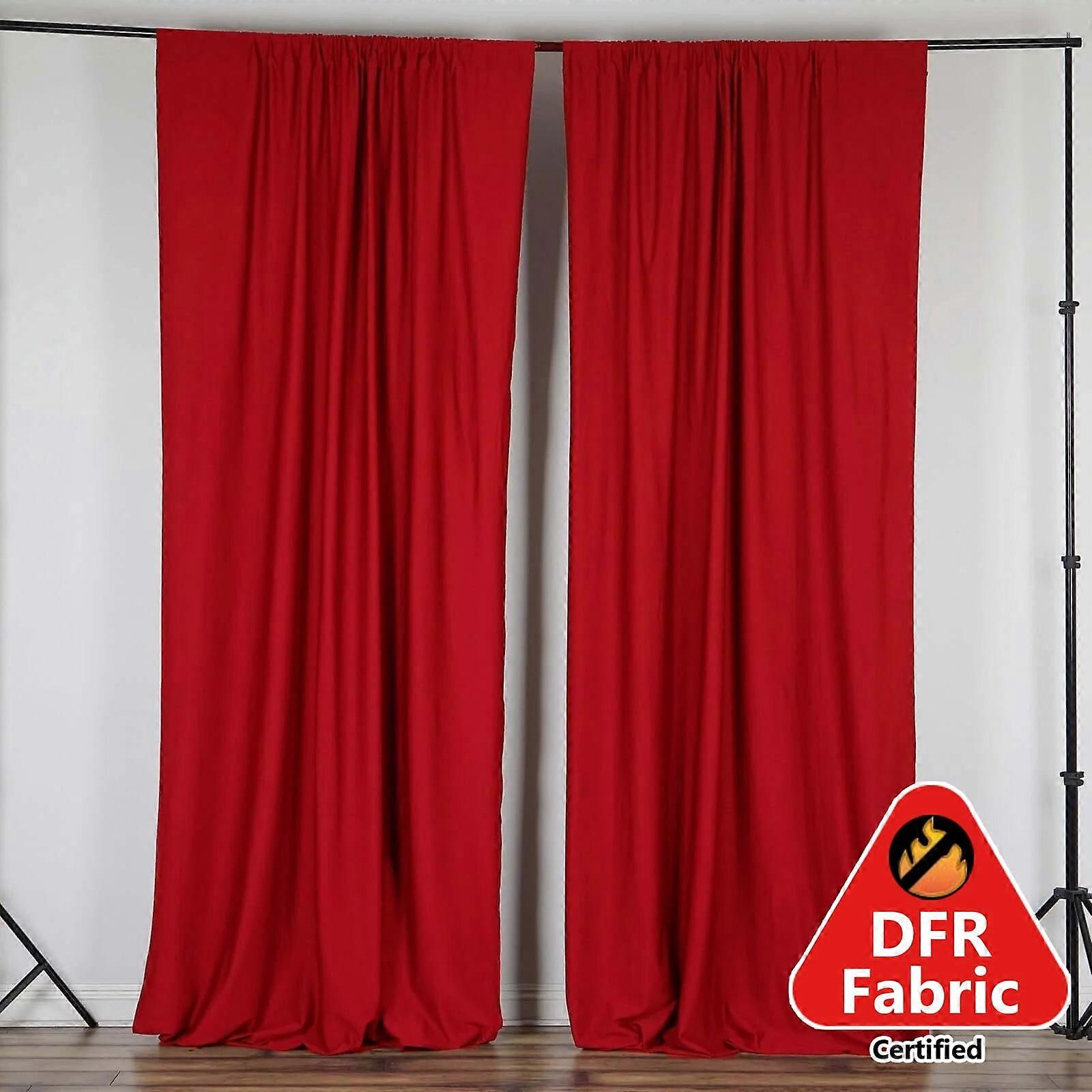 Efavormart 2 Pack | Red Fire Retardant Scuba Polyester Curtain Panel Backdrops Wrinkle Free With Rod Pockets - 10ftx10ft