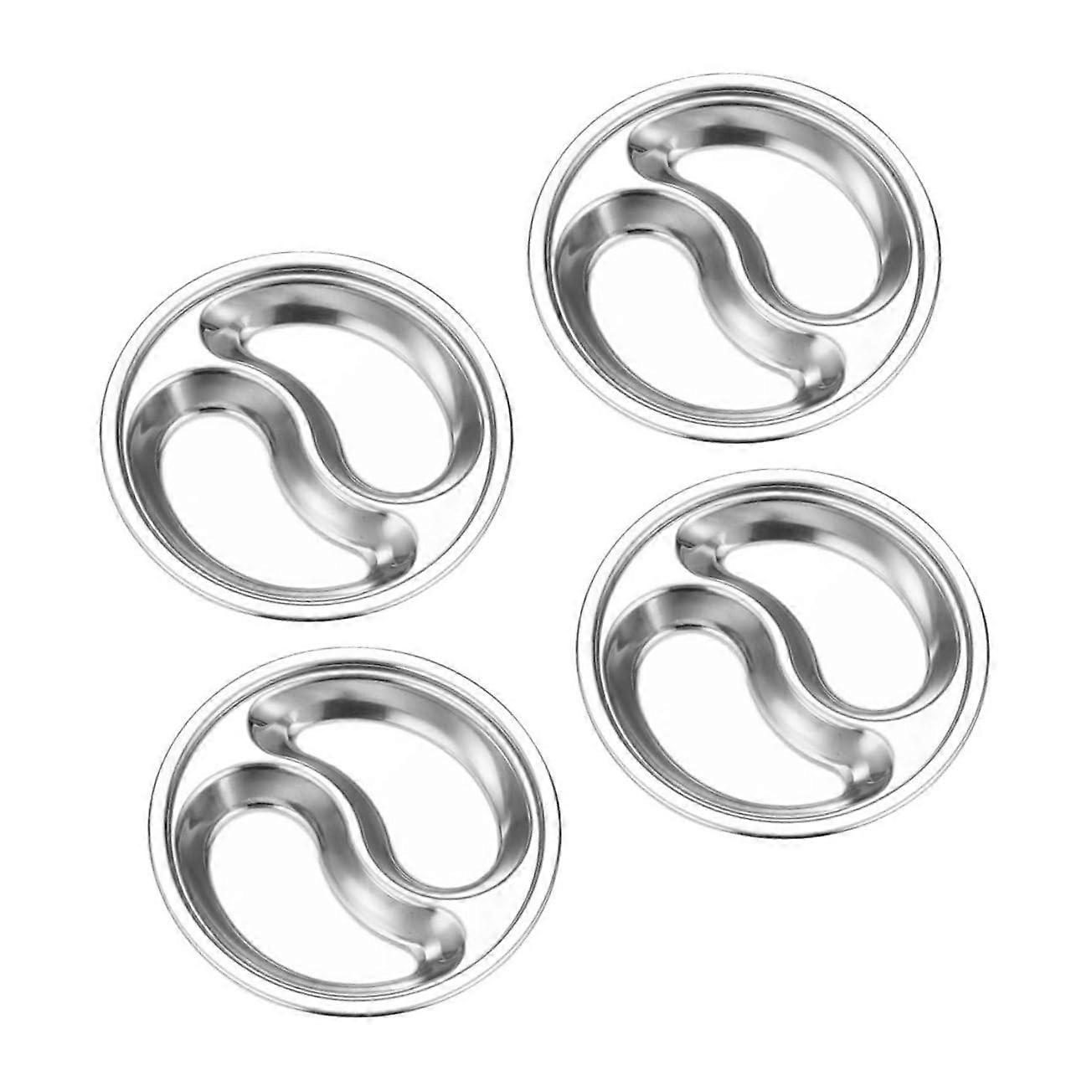 4pcs Stainless Steel Sauce Dish Set, MultiGrid Serving Plates for Condiments, Dishwasher Safe