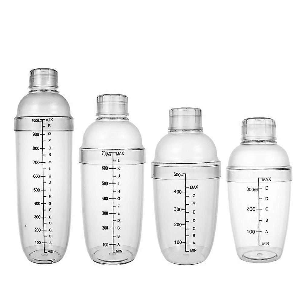 Transparent PC Mixing Cup With Scale For Cold Drinks Clear Shaker Bottle 700ml 1Set