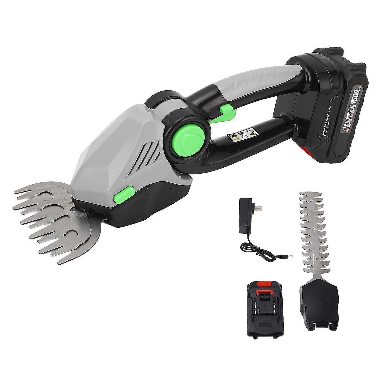 Cordless Hedge Trimmer and Grass Shears 2in1 with 21V Battery 22000RPM Motor for Garden
