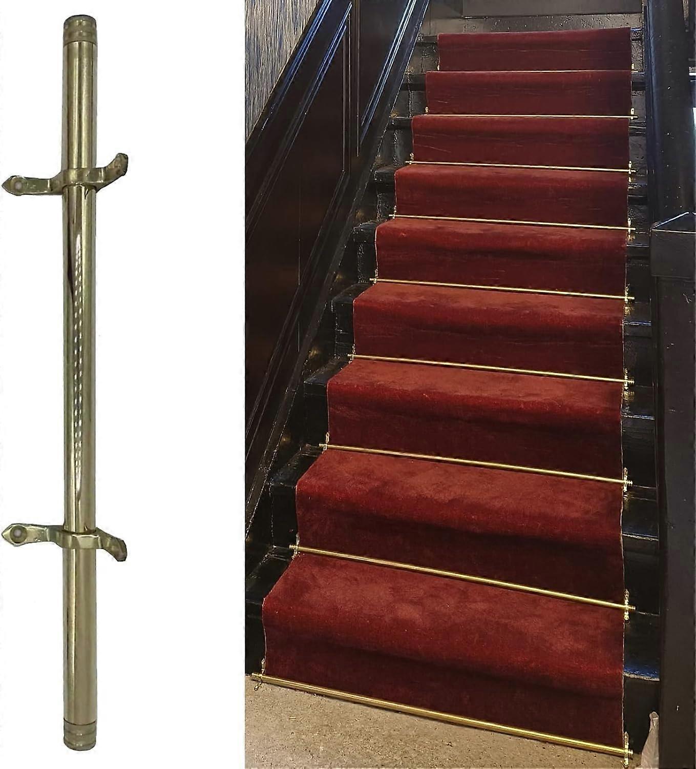 Stair Carpet Rods Brass Finish for Runner, Secure Fixing, 13pcs 22in with Brackets
