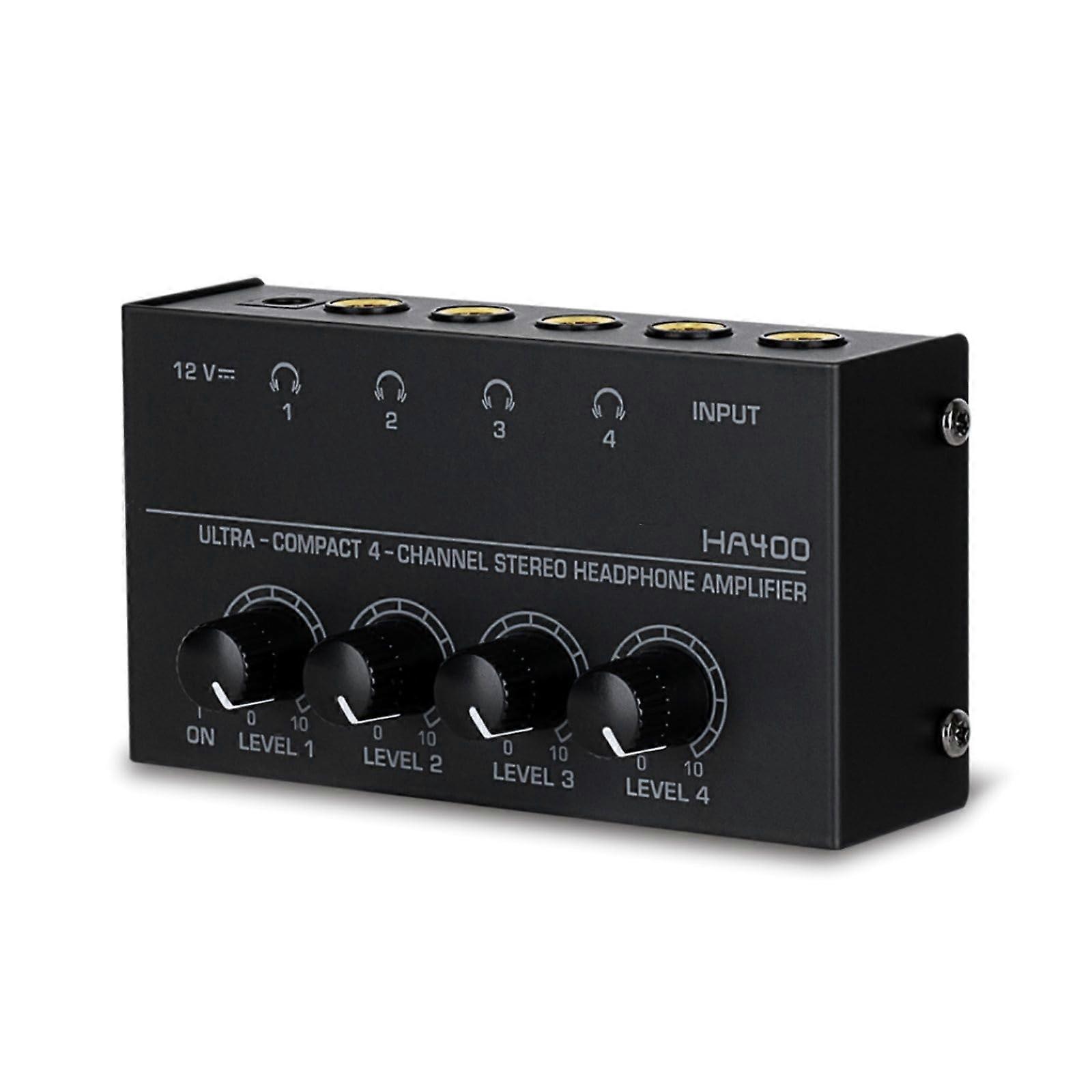 Portable Stereo Headphone Amplifier 4Headphone Output Ports 6.35mm Jacks For Studio Audio