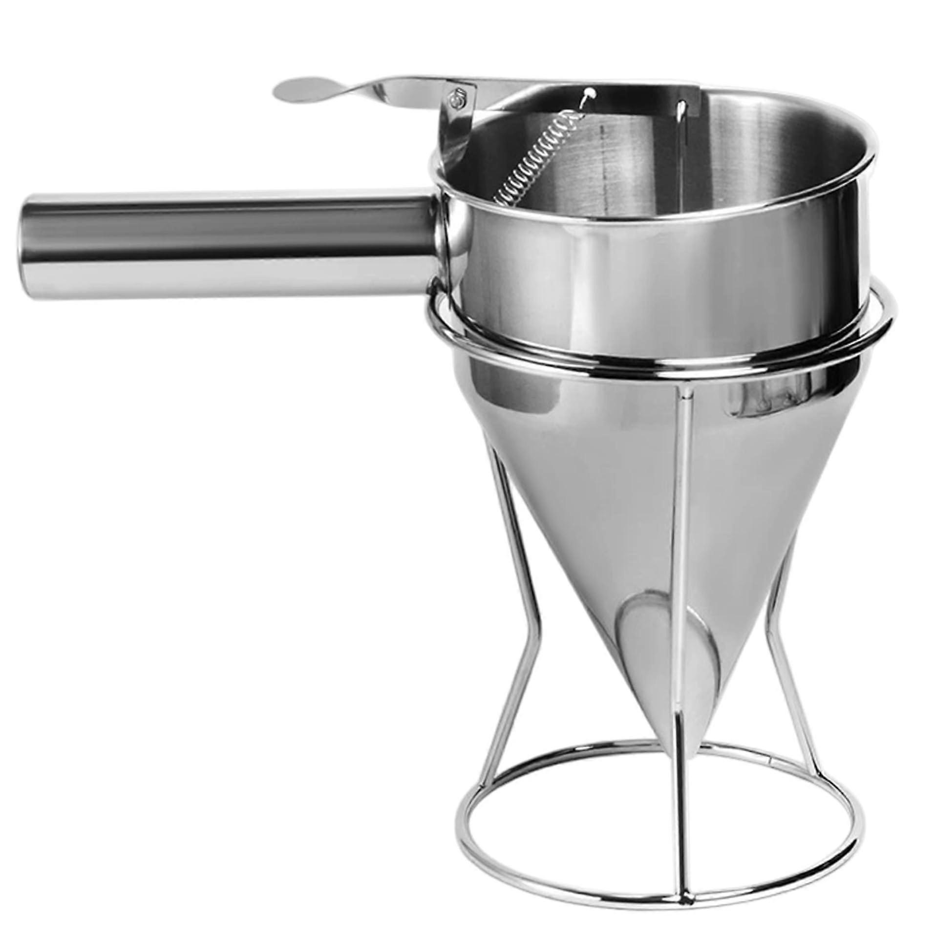 Stainless Steel Pancake Batter Dispenser with Stand, SpringLoaded for Precise Cupcake Portions