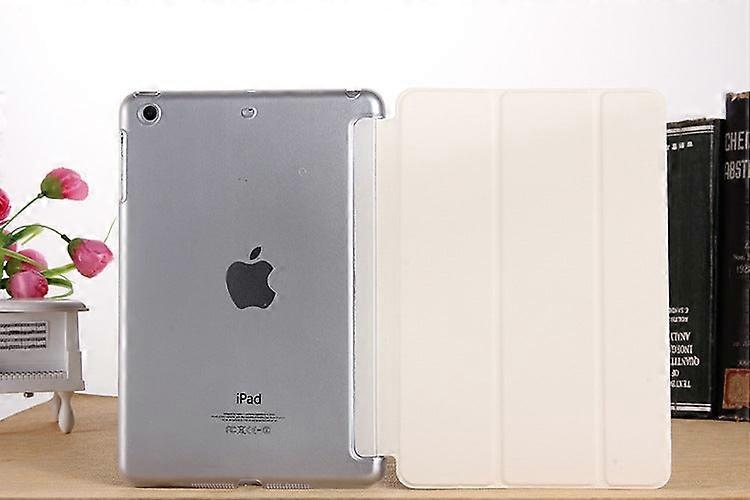 Case For Ipad Mini1/mini2/mini3 White Plain Tri-fold Ultra-thin One-piece Sleep Leather
