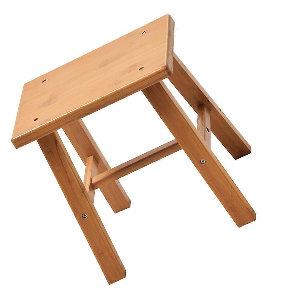 Simple Bamboo Stool Low Stool for Home Shoe Changing 2Pcs Light Brown