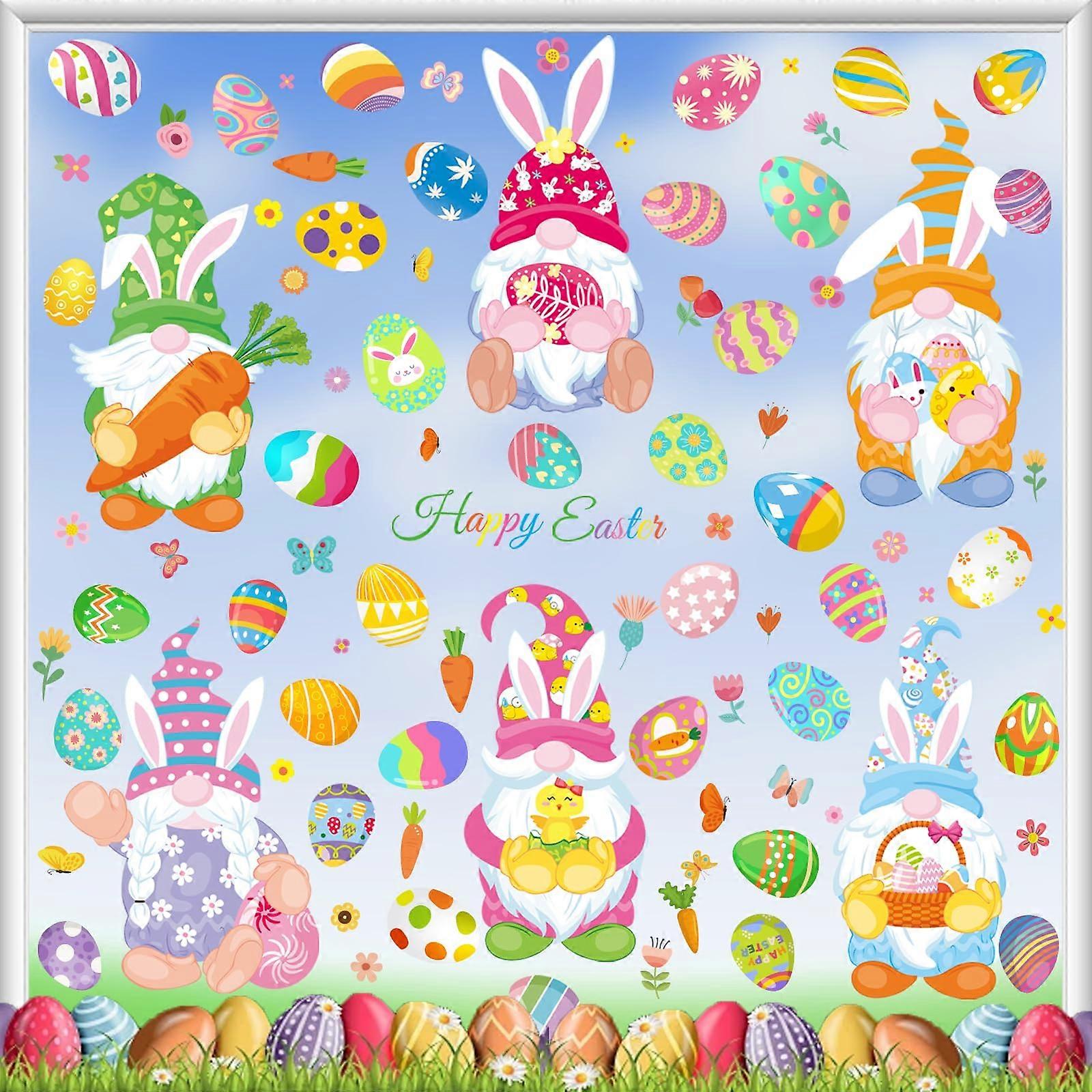 9 Sheets Reusable Easter Window Clings Bunny Egg Chick Sheep Vibrant Spring Decals for Glass