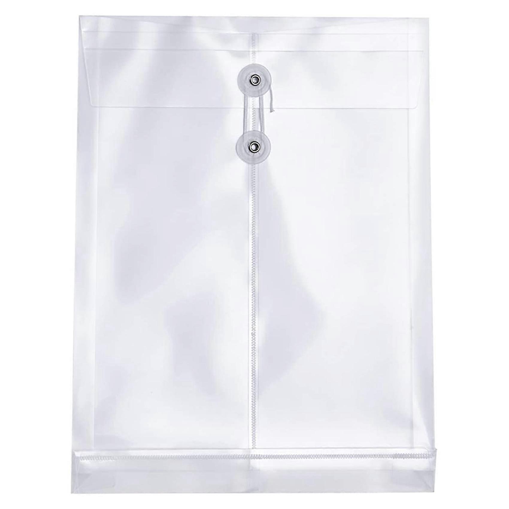 36 Pack Clear Plastic Envelopes Poly Envelopes Expandable Files Document Folders with Button & String Tie Closure A4