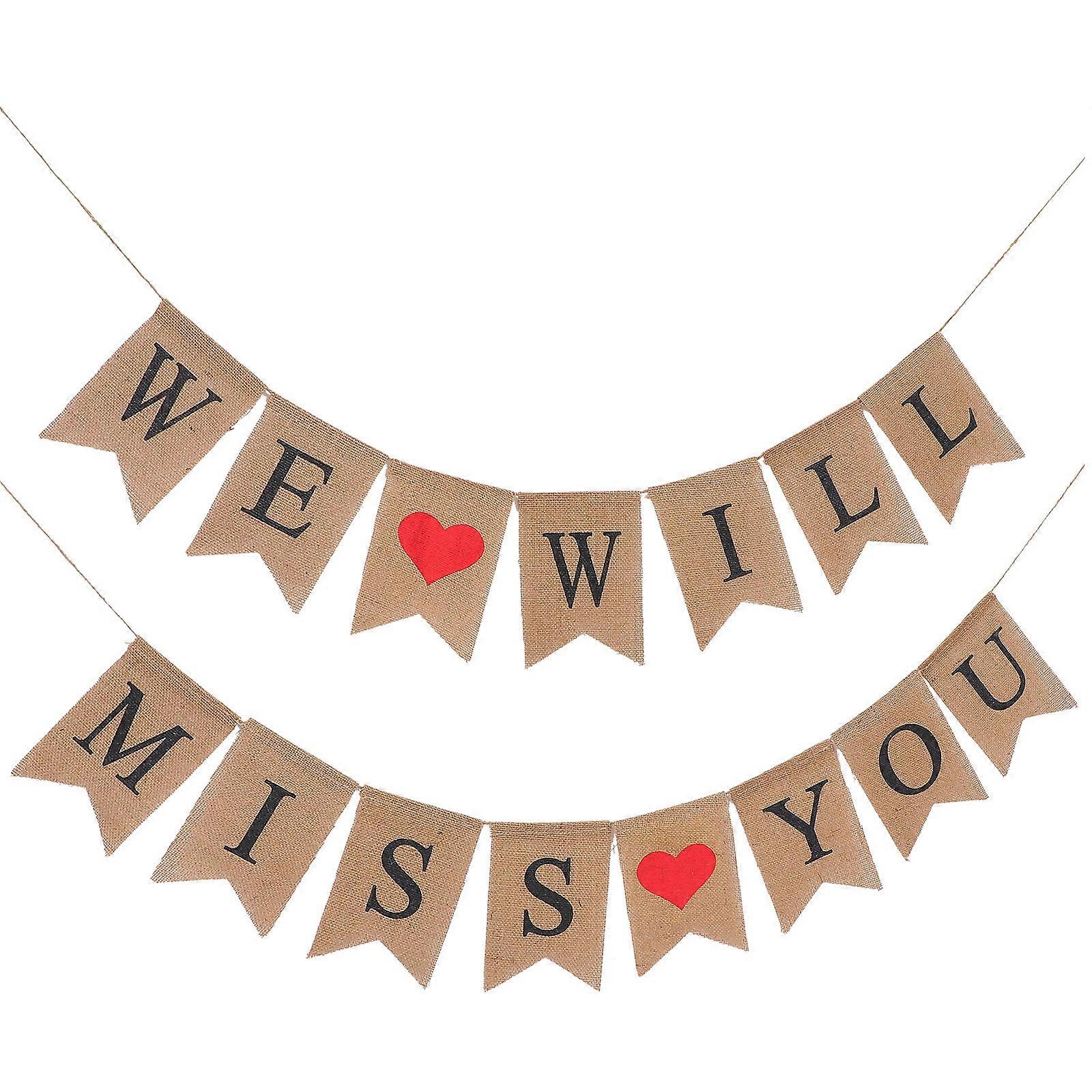 Chic Design WE Will Banner Heart Pattern Burlap Decoration for Couples Engagements Valentine's Set