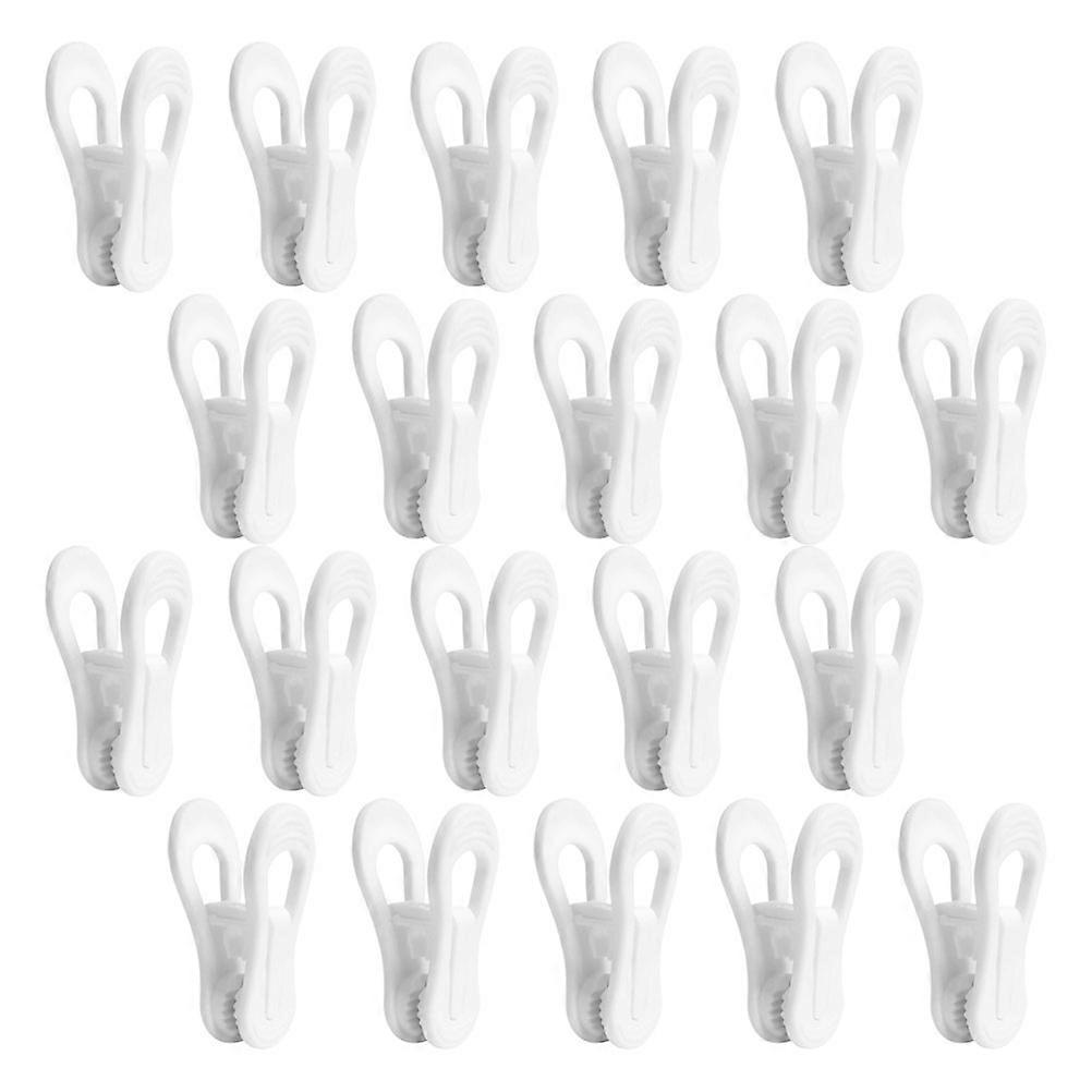 White Plastic Clothes Clips Windproof Clothespins for Laundry 20Pcs