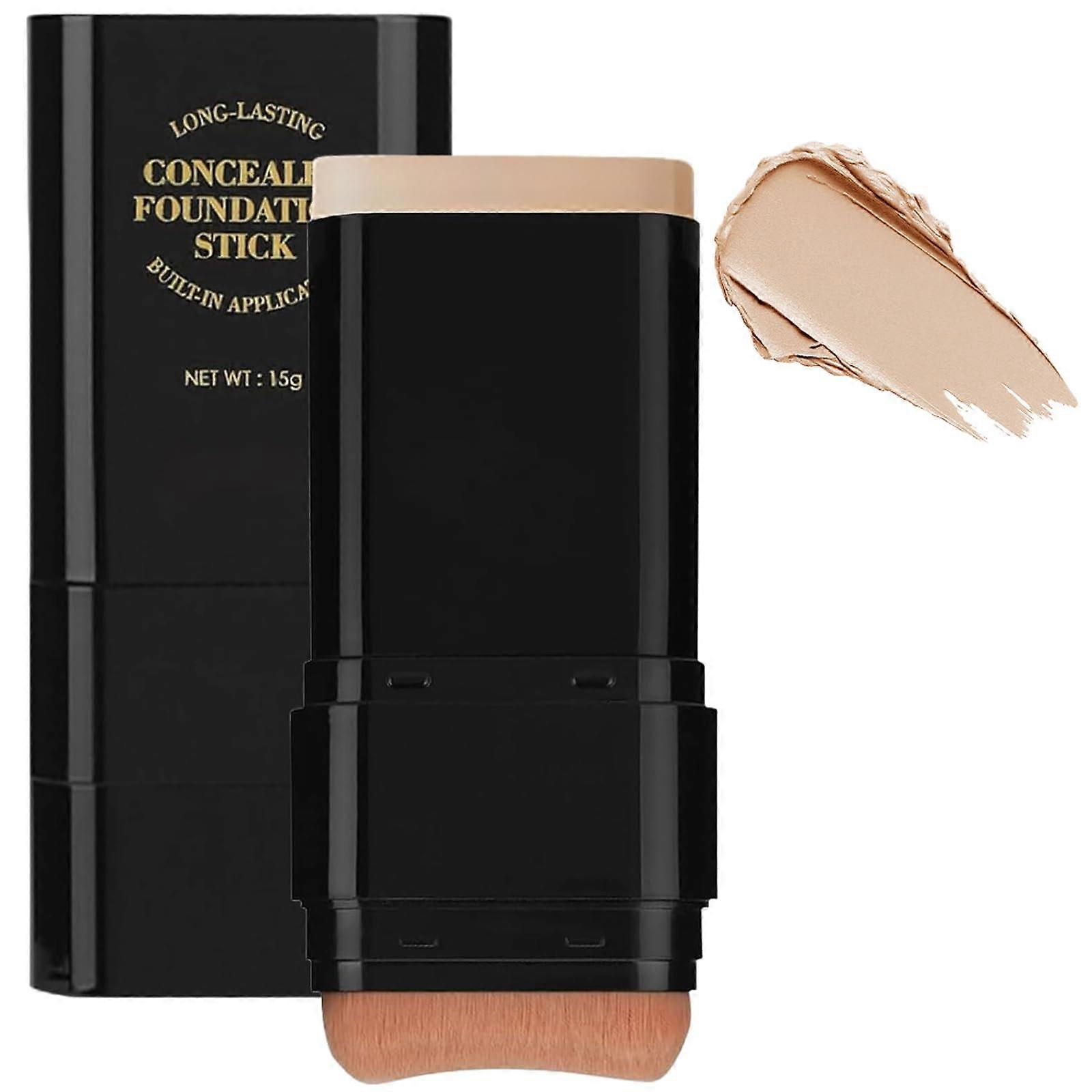 Foundation Stick with Concealer, DualEnded Brush, Full Coverage Matte, Hydrating Light Skin Tone