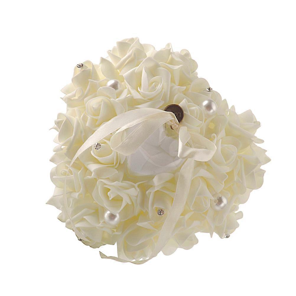 Heart Shape Wedding Ring Holder Pillow Engagement White 1Pcs