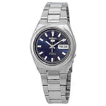 Seiko 5 Date-Day rostfritt stål blå urtavla 21 juveler automatisk SNKC51J1 herrklocka