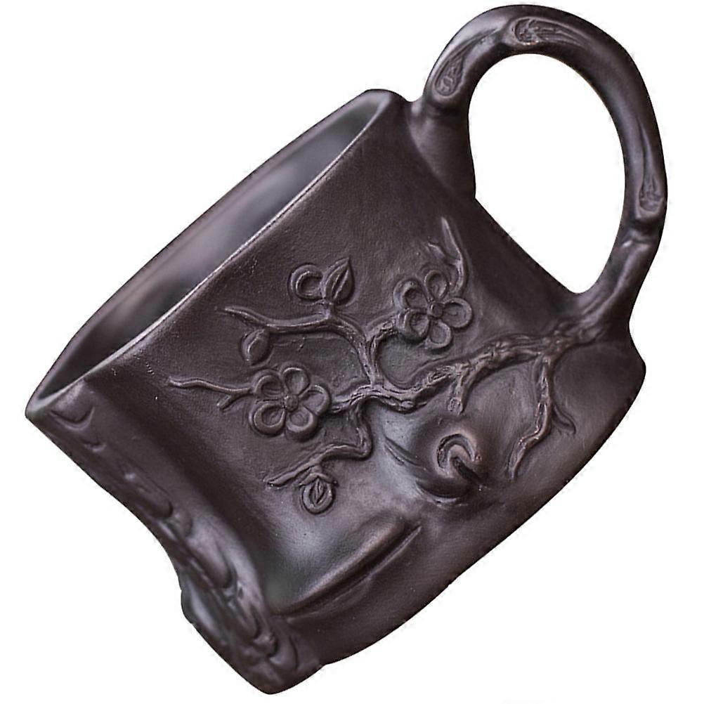 Decorative Ceramic Tea Mug for Office 4Pcs Brown Handle Cups