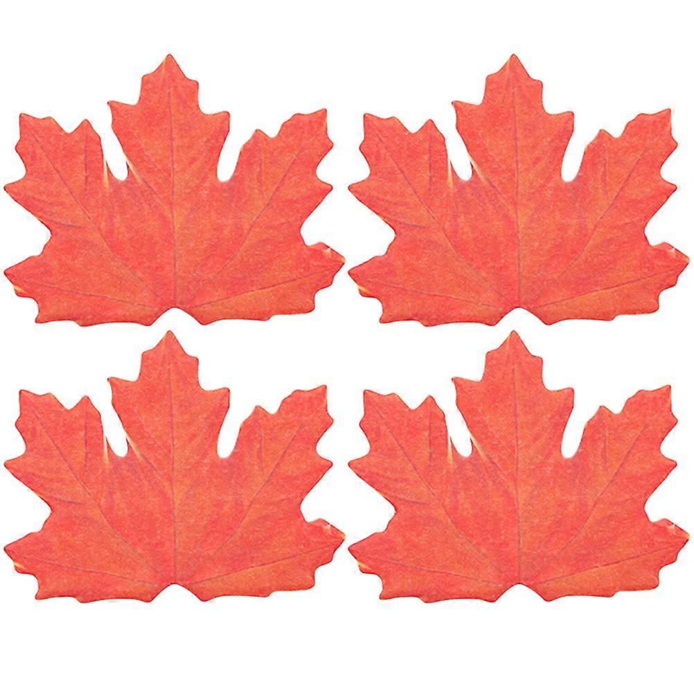 Red Maple Leaf Memo Pads for Office Notes with Sticky Function 4Pcs Set
