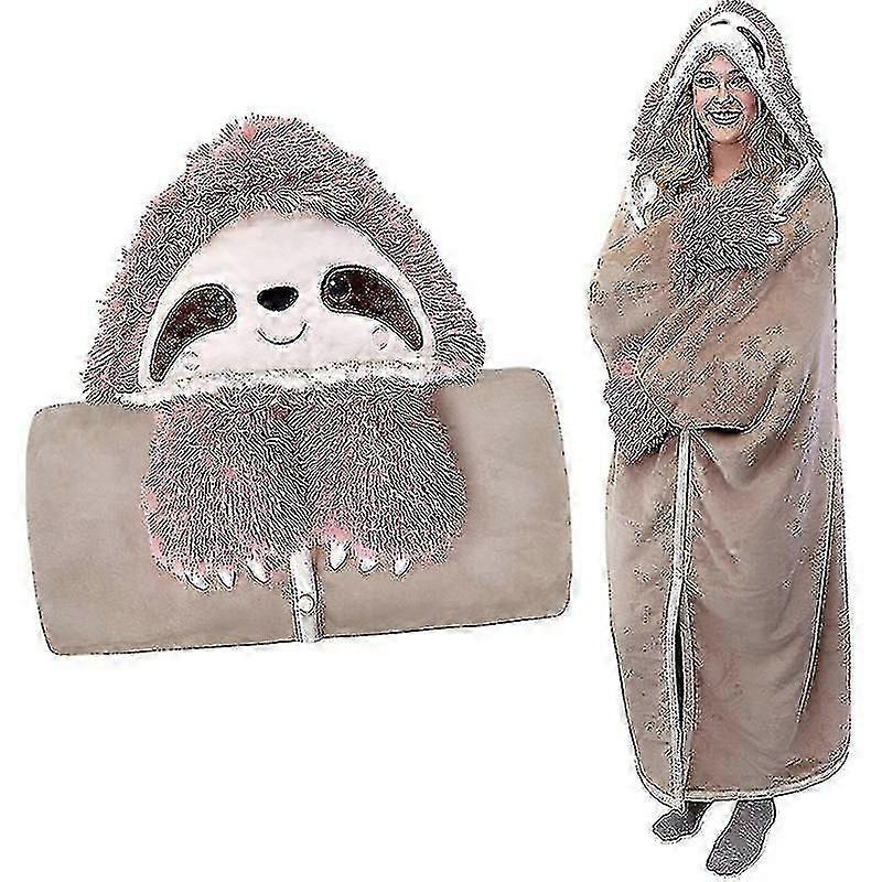 Large Lamb Hoodie Blanket One Size - Cute Sloth