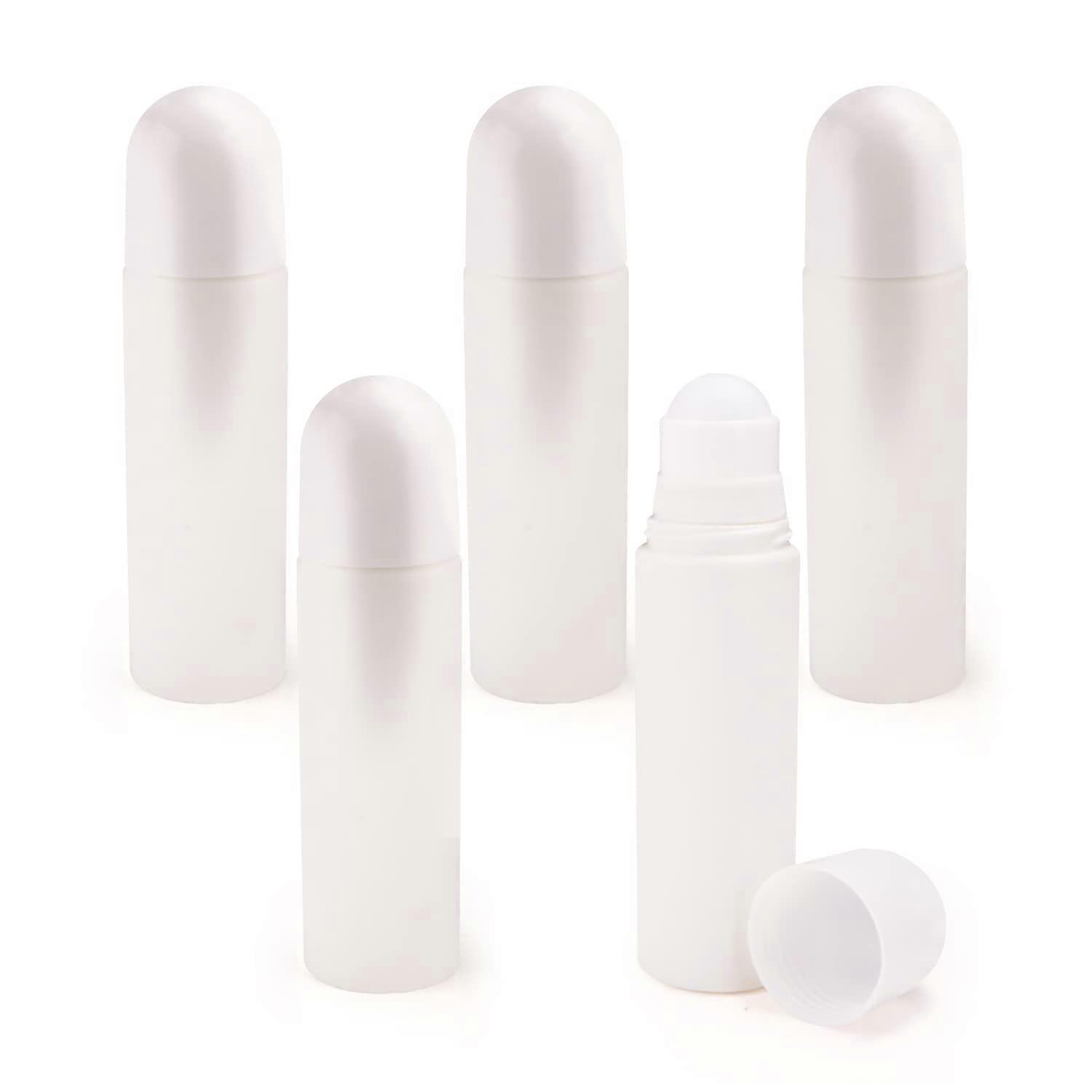 5 Pack 100ml Plastic Roll On Bottles Empty Refillable Deodorant Containers for Travel and DIY