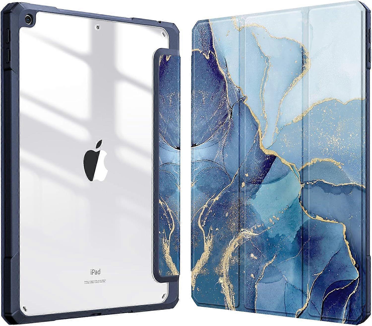 Hybrid Case for iPad 10.2" - Shockproof Case, Auto Wake/Sleep Function, Blue Marble
