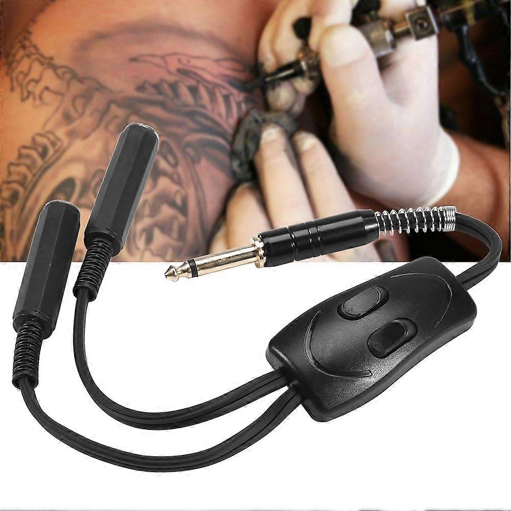 Tattoo Clip Cord with Dual Machine Connection for Quick Switching, Black 40cm Tangle Design