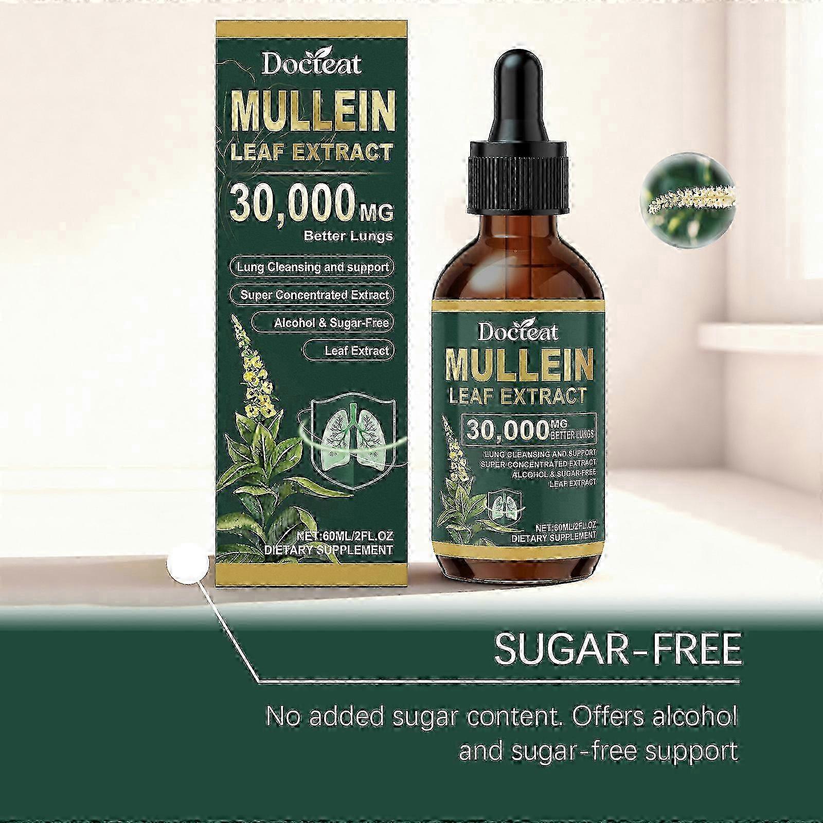 3x Natural Mullein Extract Lung Cleansing Drops Lung Purification Detoxification Boost Immunity