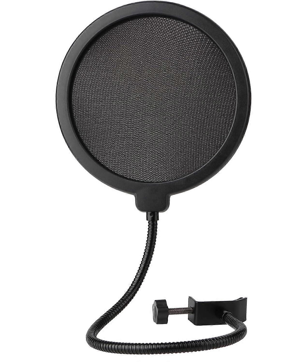 Microphone Pop Filter with Dual Layer Windscreen, 360° Adjustable Gooseneck Clamp for Blue Yeti