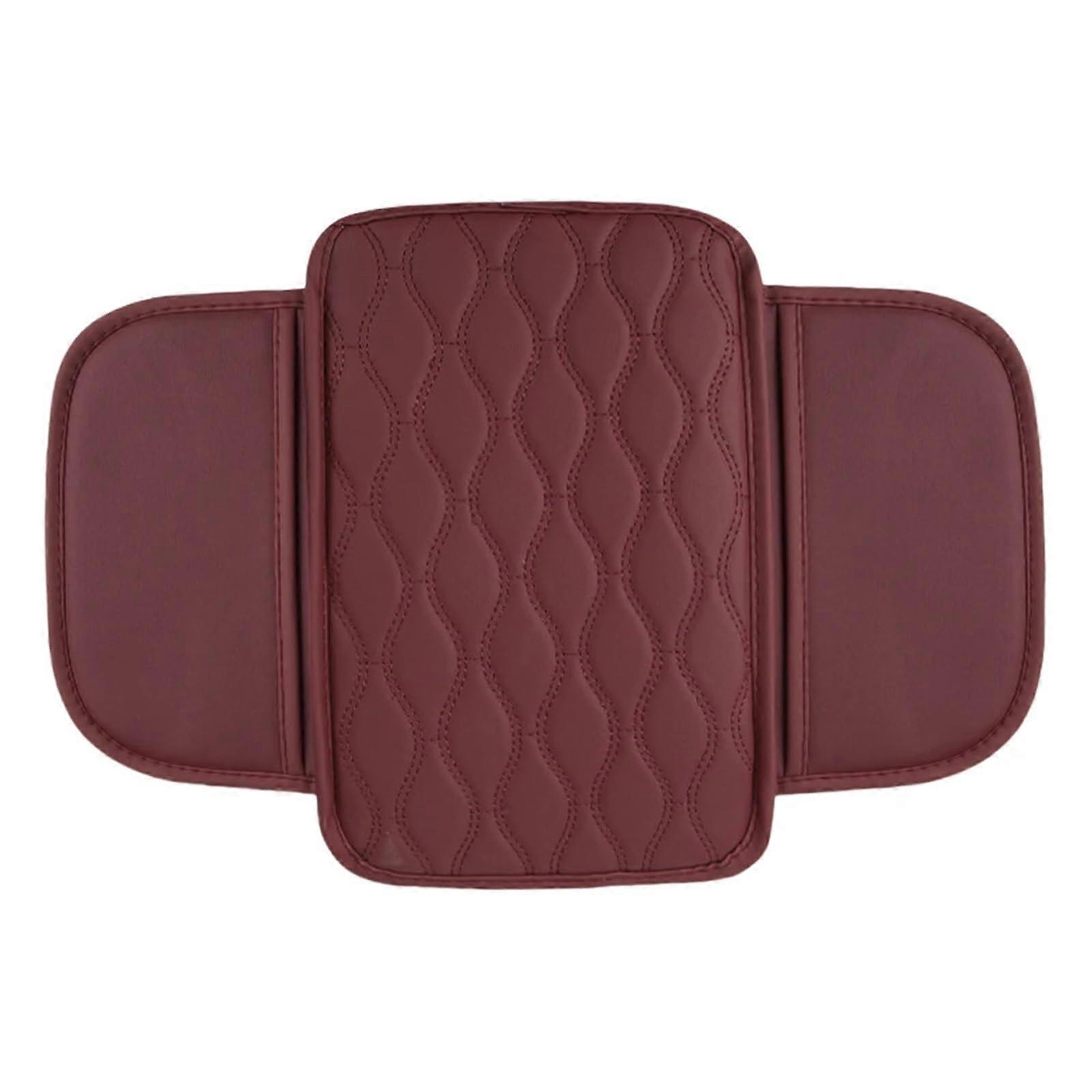 Car Armrest Cover Leather Protector Pad with Side Pocket for Center Console Organizer Red