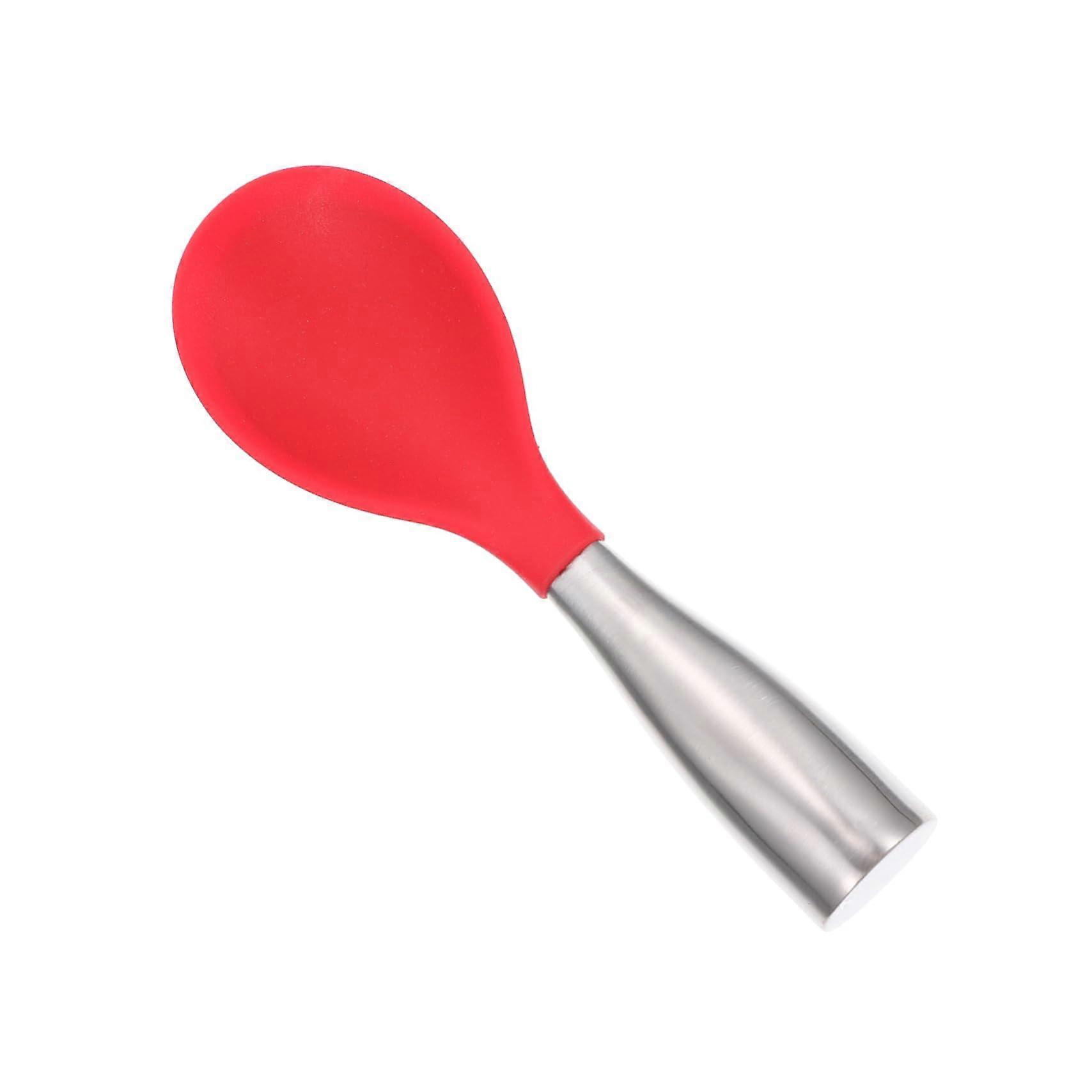 Stainless Steel Rice Spoon with Ergonomic Silicone Handle, Rustproof MultiPurpose Serving Spoon