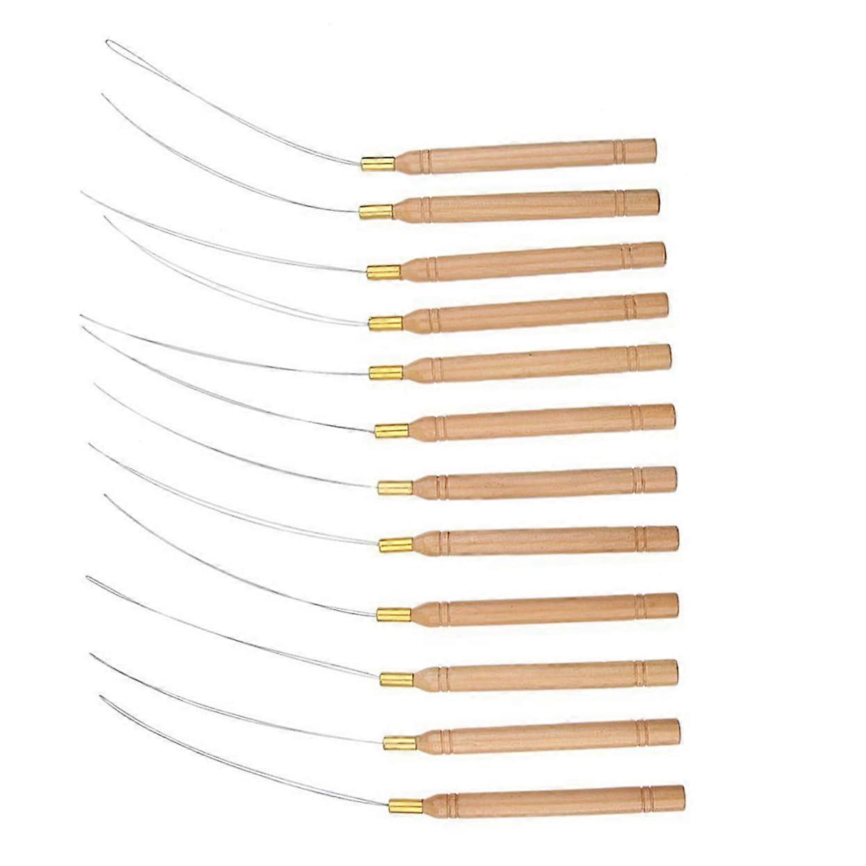 Hair Extension Tool with Wooden Handle Loop Needle for Micro Ring Installation and Accurate Threading