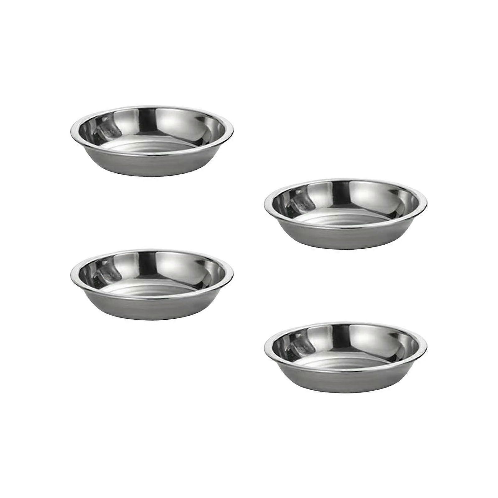 4Pcs Stainless Steel Serving Tray with Round Dipping Bowls, Stackable Rustproof Dessert Plates