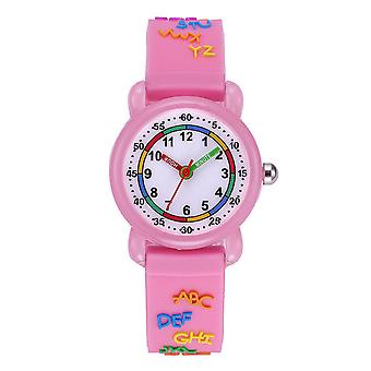 Veeki 3D Kids Watch, Cute Cartoon Alphabet Printed Silicone Strap, Waterproof Watch for Girls and Boys 2-12 Years Old, Best Gift for Kidspink