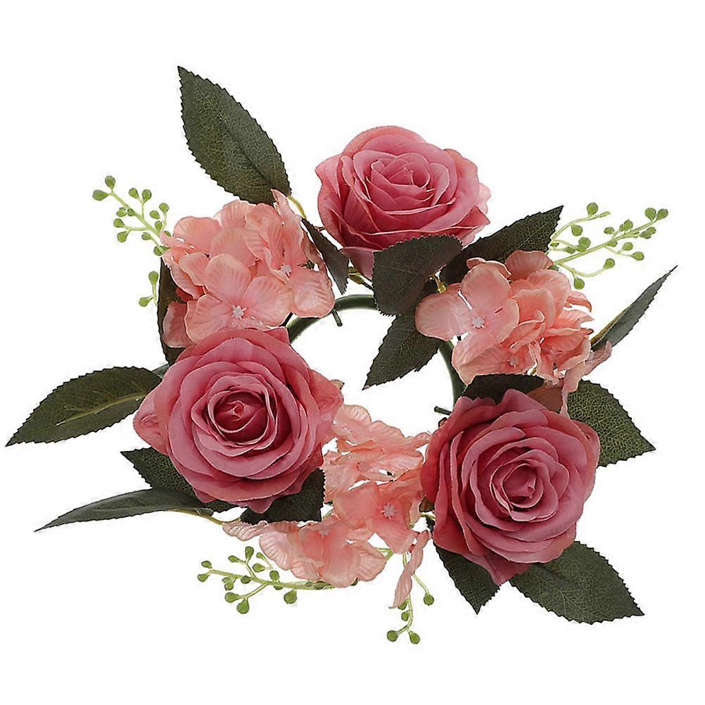 Party Wreath Artificial Candle Flower Ring Decor with Candle Ring