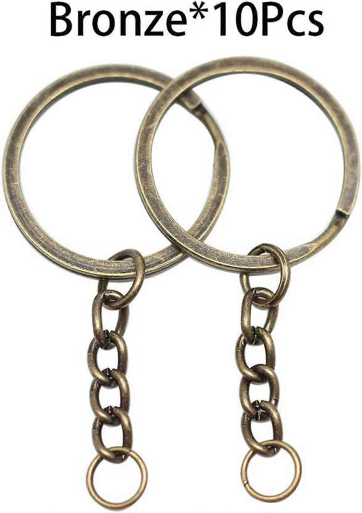 10 pcs/lot Split Key Ring with Chain and Jump Rings 55mm Long Round Split
